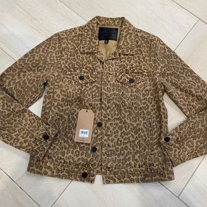 NWT lucky brand medium leopard jean jacket